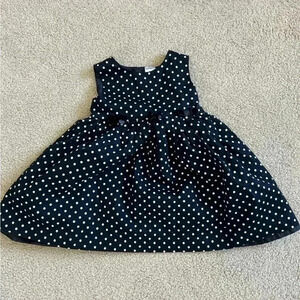 Carters Baby Girl Black White Polkadots Holiday Dress W/ Bloomers Size 12 months